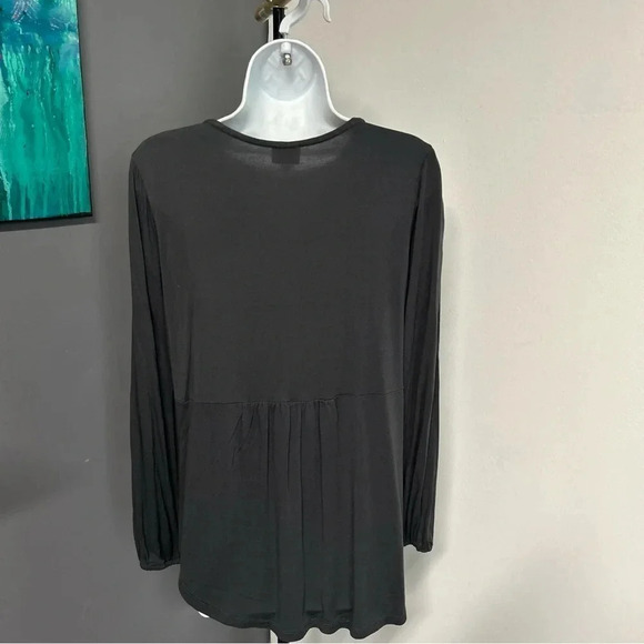 Women’s Medium Embroidered Tunic Top Gray Long Sleeve V Neck Beaded Boho Fairy - Picture 5 of 13